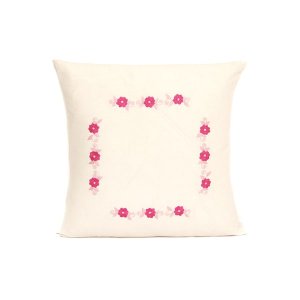 Juego de fundas para cojín con bordado floral en rosa